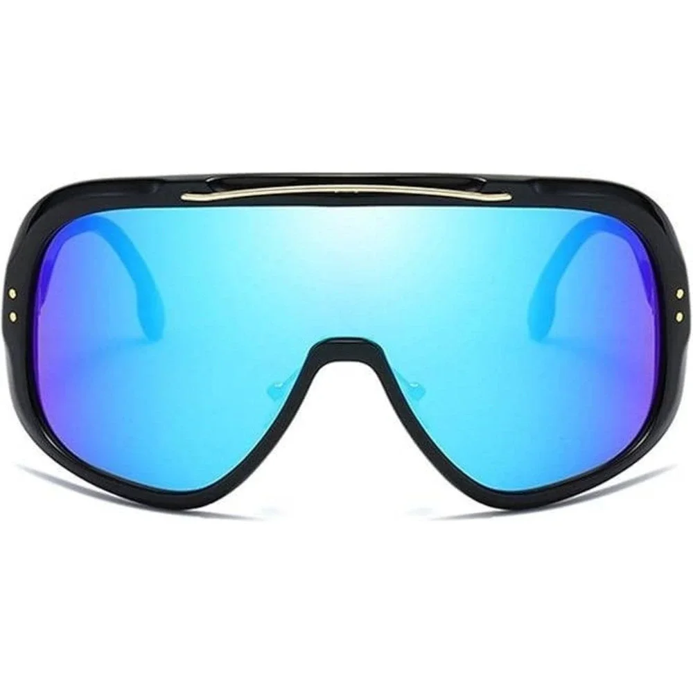 Men Sunglasses Oversized XL Fashion‎ Blue Mirror Lens Luxury Street Wear Lentes